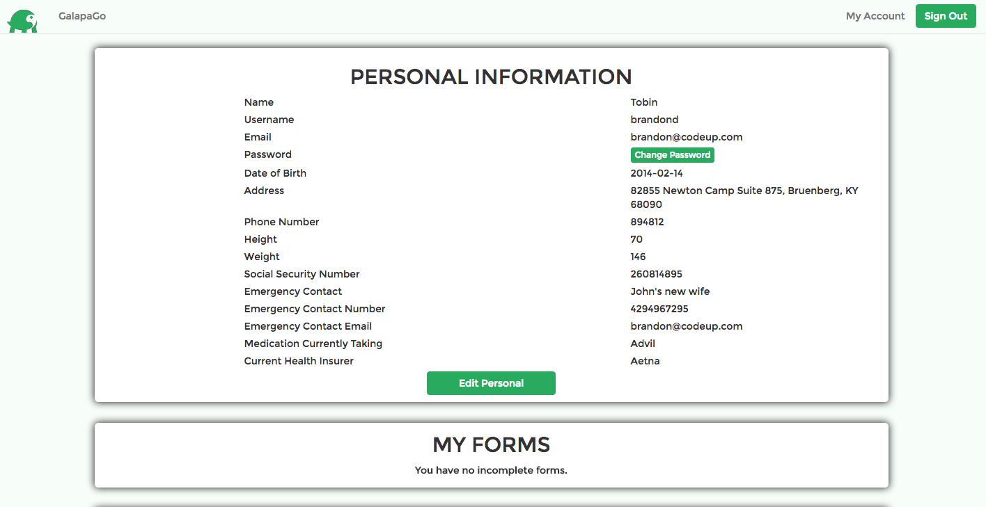 Galapago Patient Portal